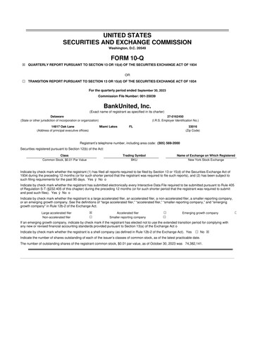 Miniature BankUnited
 10-Q Rapport trimestriel 2023 
