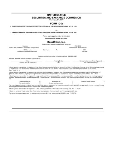 Miniature BankUnited
 10-Q Rapport trimestriel 2024 