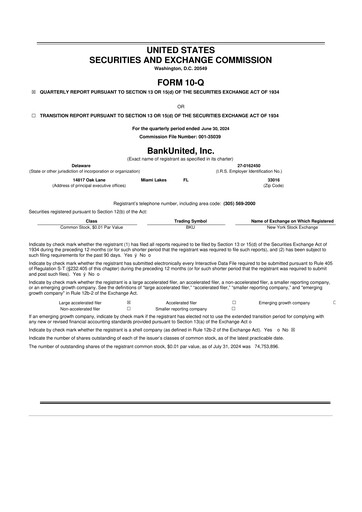 Miniature BankUnited
 10-Q Rapport trimestriel 2024 