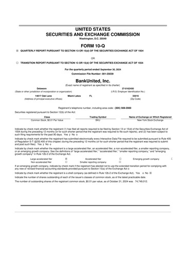 Miniature BankUnited
 10-Q Rapport trimestriel 2024 