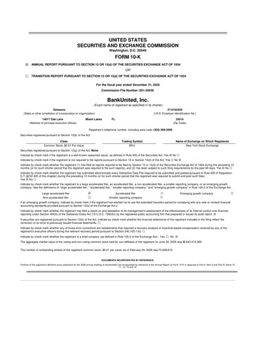 Miniature BankUnited
 10-K Rapport annuel 2025