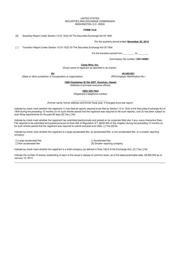 Thumbnail Relmada Therapeutics 10-Q Quarterly Report FY2013 