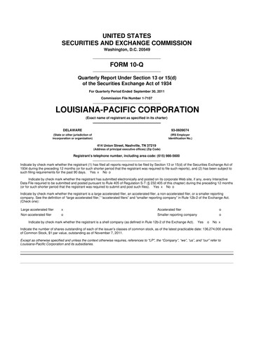 Miniature Louisiana-Pacific
 10-Q Rapport trimestriel 2011 