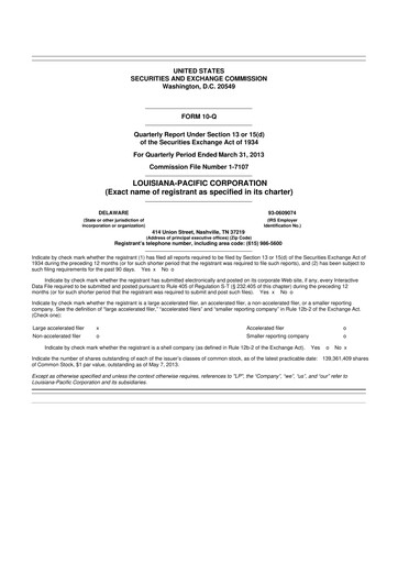 Miniature Louisiana-Pacific
 10-Q Rapport trimestriel 2013 