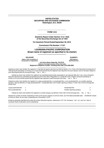 Miniature Louisiana-Pacific
 10-Q Rapport trimestriel 2015 