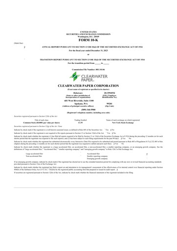 Thumbnail Clearwater Paper 10-K Annual Report 2023