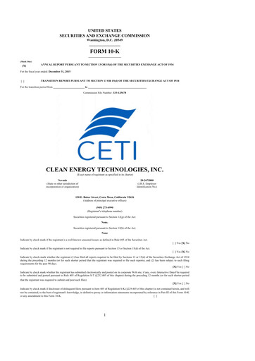Thumbnail Clean Energy Technologies 10-K Annual Report 2015