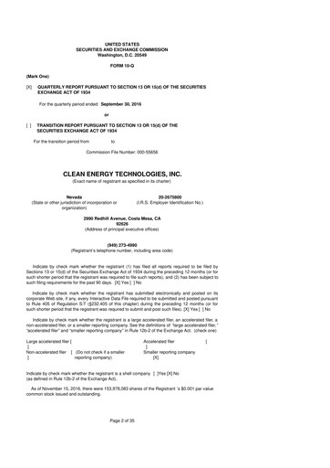 Miniature Clean Energy Technologies 10-Q Rapport trimestriel 2016 