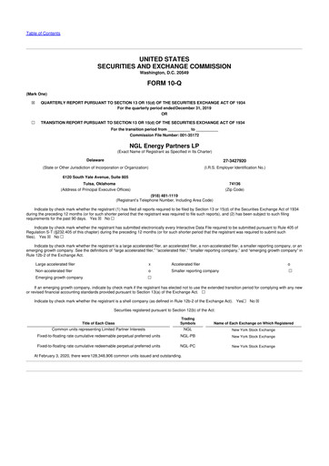 Miniature NGL Energy Partners
 10-Q Rapport trimestriel 2020 