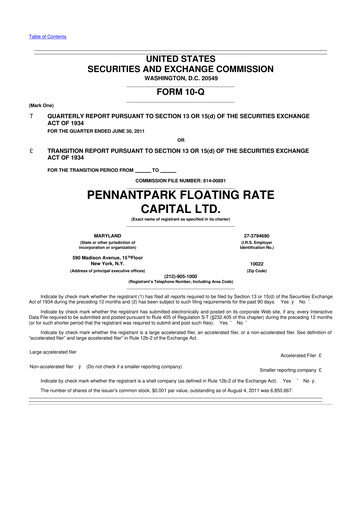 Thumbnail PennantPark Floating Rate Capital Ltd.
 10-Q Quarterly Report FY 