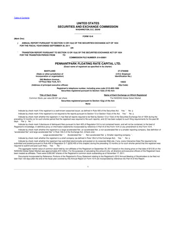 Thumbnail PennantPark Floating Rate Capital Ltd.
 10-K Annual Report 