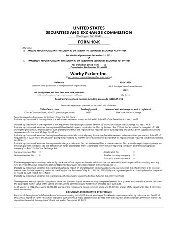 Thumbnail Warby Parker 10-K Annual Report 2021