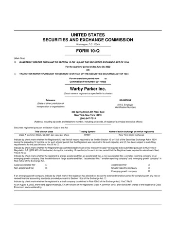 Thumbnail Warby Parker 10-Q Quarterly Report FY2022 
