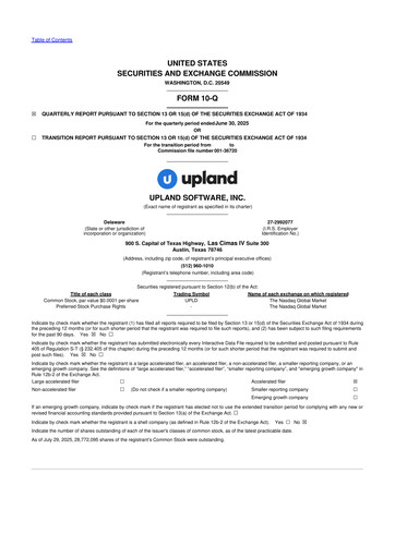 Miniature Upland Software
 10-Q Rapport trimestriel 2025 