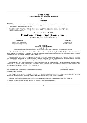 Miniature Bankwell Financial Group 10-Q Rapport trimestriel 2018 