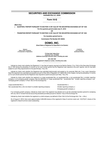 Thumbnail Domo, Inc. 10-Q Quarterly Report FY2019 