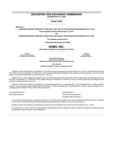 Thumbnail Domo, Inc. 10-Q Quarterly Report FY2019 