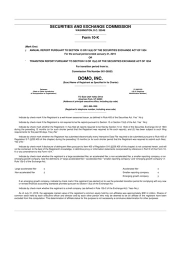 Thumbnail Domo, Inc. 10-K Annual Report 2019