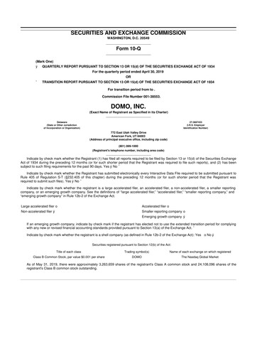Thumbnail Domo, Inc. 10-Q Quarterly Report FY2020 