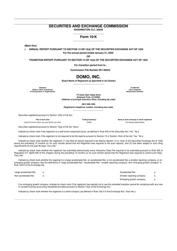 Thumbnail Domo, Inc. 10-K Annual Report 2020