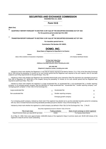 Thumbnail Domo, Inc. 10-Q Quarterly Report FY2021 
