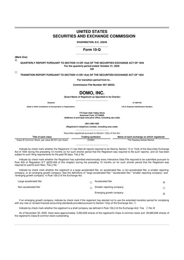 Thumbnail Domo, Inc. 10-Q Quarterly Report FY2021 