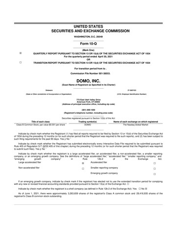 Thumbnail Domo, Inc. 10-Q Quarterly Report FY2022 