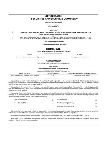 Thumbnail Domo, Inc. 10-Q Quarterly Report FY2023 