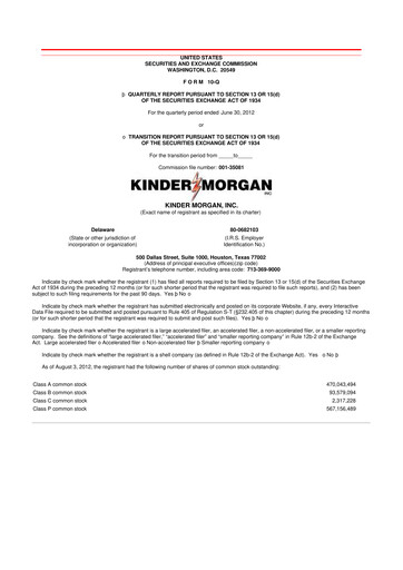 Vorschaubild Kinder Morgan 10-Q Quartalsbericht 2012 