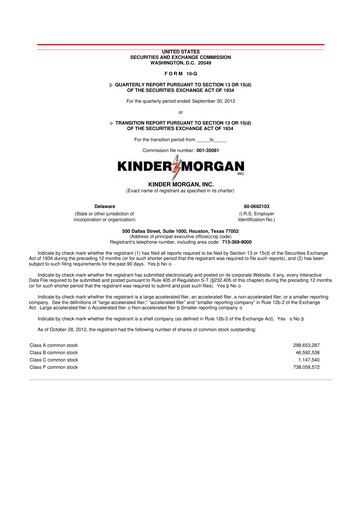 Vorschaubild Kinder Morgan 10-Q Quartalsbericht 2012 