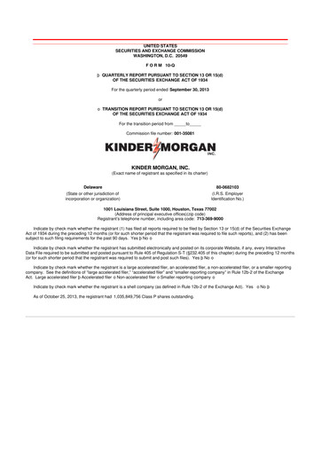 Vorschaubild Kinder Morgan 10-Q Quartalsbericht 2013 