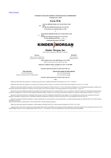 Thumbnail Kinder Morgan 10-K Annual Report 2014