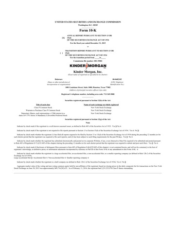 Thumbnail Kinder Morgan 10-K Annual Report 2015