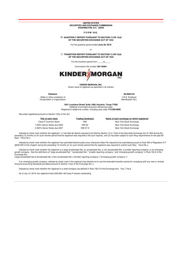 Vorschaubild Kinder Morgan 10-Q Quartalsbericht 2019 