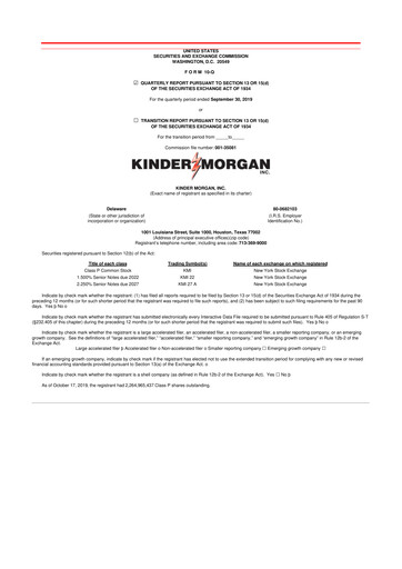 Vorschaubild Kinder Morgan 10-Q Quartalsbericht 2019 