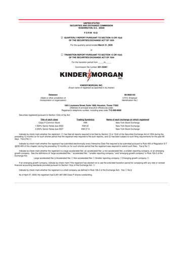 Vorschaubild Kinder Morgan 10-Q Quartalsbericht 2020 