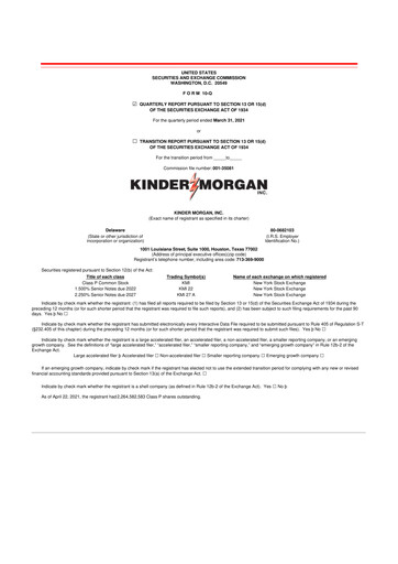 Vorschaubild Kinder Morgan 10-Q Quartalsbericht 2021 
