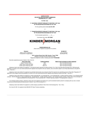 Vorschaubild Kinder Morgan 10-Q Quartalsbericht 2021 