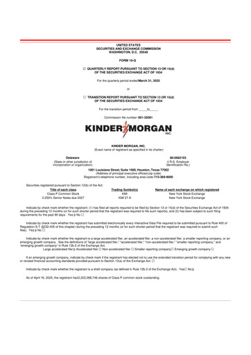 Vorschaubild Kinder Morgan 10-Q Quartalsbericht 2025 