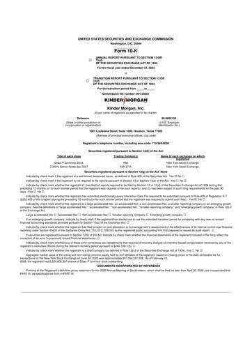 Thumbnail Kinder Morgan 10-K Annual Report 2025