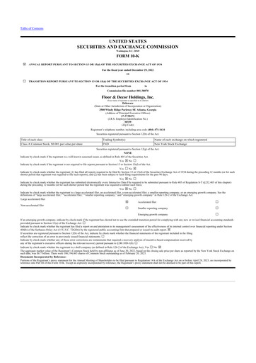 Miniature Floor & Decor

 10-K Rapport annuel 2022