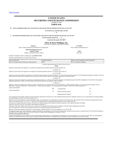 Miniature Floor & Decor

 10-K Rapport annuel 2023