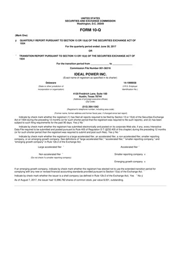 Thumbnail Ideal Power 10-Q Quarterly Report FY 