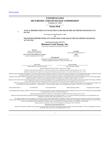 Thumbnail Civitas Resources 10-K Annual Report 2018