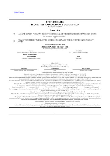 Thumbnail Civitas Resources 10-K Annual Report 2019