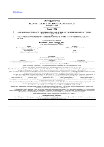 Thumbnail Civitas Resources 10-K Annual Report 2020