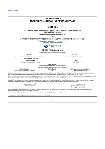 Thumbnail Civitas Resources 10-Q Quarterly Report FY2022 