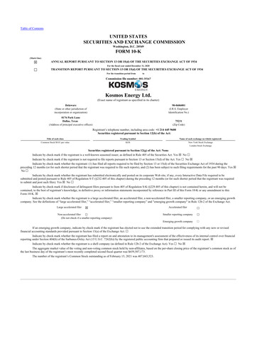 Vorschaubild Kosmos Energy 10-K Jahresbericht 2020