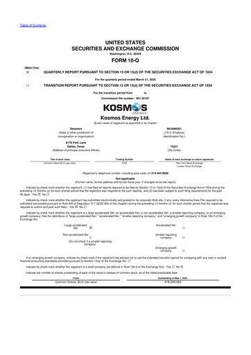 Thumbnail Kosmos Energy 10-Q Quarterly Report FY2025 