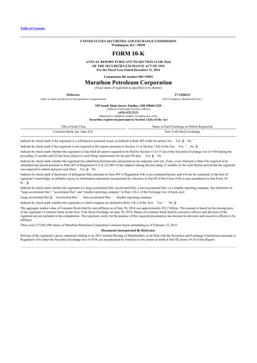 Thumbnail Marathon Petroleum 10-K Annual Report 2014